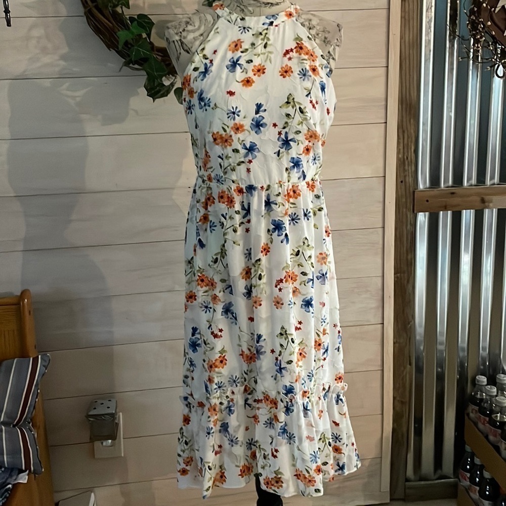 ELLE White Flower Hi Lo Dress M